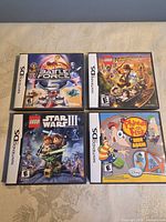 Front view of four DS game cases