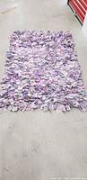 Full view of rectangular lilac rag rug on floor