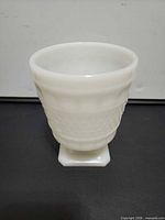 front view showing hobnail pattern and pedestal base