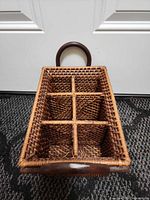 Top view showing six compartments and handle