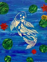 Front view of acrylic koi fish painting showing full design