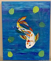 Full view of koi fish painting on canvas