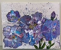 Front view of painting showing full floral composition and signature