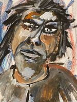 Close-up of painted face detail and brushwork