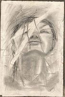 Full view of signed charcoal artwork