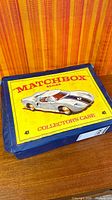 Closed blue vinyl Matchbox Series collector’s case