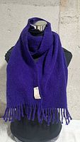 Full scarf draped on mannequin showing color and fringe