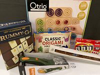 Group shot of all six items showing boxes and packaging