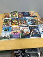 All 15 VHS tapes laid out on table