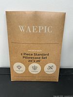 Front of WAEPIC pillowcase set packaging displaying product details