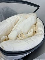 Cream duvet cover set in clear vinyl zip bag