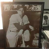 Framed Joe DiMaggio sepia print full view