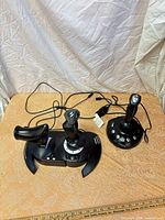 Overview of both controllers with cables visible