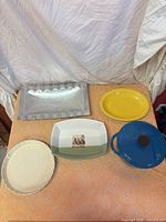 Group shot of all five pieces on tabletop