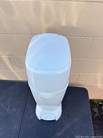 Front view of white Playtex Diaper Genie Complete pail