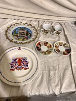 Overview of all six items arranged on cloth