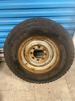 Full view of mounted tire and rim front side