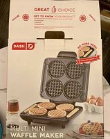 Front of original Dash Multi Mini Waffle Maker box showing product image and branding