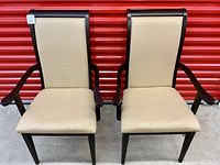 Front view of both chairs showing upholstery and frame