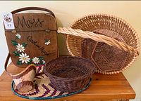 Group shot showing all baskets and mat