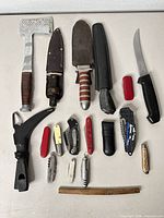 Overall view showing all 16 edged tools and multi-tools