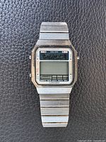 Front view of Seiko digital watch showing LCD display and bezel text