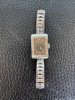 Full view of watch showing case, dial, and bracelet