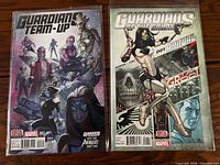 Front covers of both Guardians of the Galaxy comic books in bags