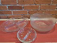 All three glass serving pieces grouped together