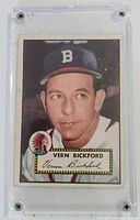 Front view of 1952 Topps Vern Bickford #252 card in holder
