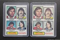 Fronts of both 1977-78 NHL Shutout Leaders cards in sleeves