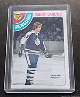 Front view of Randy Carlyle 1978-79 O-Pee-Chee card in sleeve