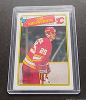 Front of Joe Nieuwendyk rookie card in holder
