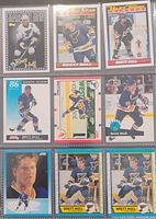 Nine Brett Hull cards in binder page, various subsets visible