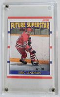 Front of Eric Lindros "Future Superstar" Score card in holder