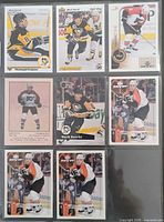 Front view of all eight Mark Recchi cards in sleeve