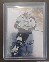 Front of autographed Mikael Renberg card in holder