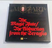 Front of black slipcase showing title and Mozart portrait