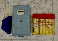 Grey Mastercraft drill bit case, blue plastic case, yellow pilot bit pouch