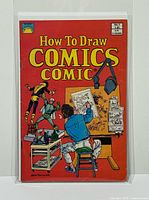 Front view of the bagged and boarded How To Draw Comics #1 showing cover art, issue number, publisher logo and overall condition