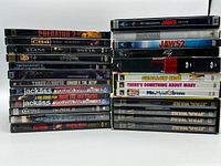 Full view of two stacks of DVD cases