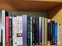 Full shelf view of all religion and spirituality books