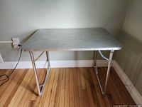 Table set up showing tabletop and legs