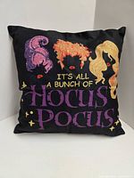 Front view of pillow showing Hocus Pocus graphic