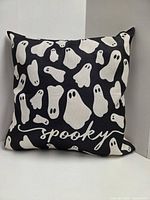 Front view showing ghost pattern and spooky text