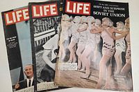 Group shot of all three LIFE magazines fanned
