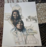 Full view of unframed Ygartua lithograph showing subject matter and overall condition