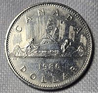 1986 Canadian Voyageur dollar reverse side