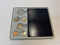 Full view of 1987 uncirculated coin set in presentation case