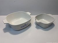 Both casserole dishes side by side showing sizes and handles